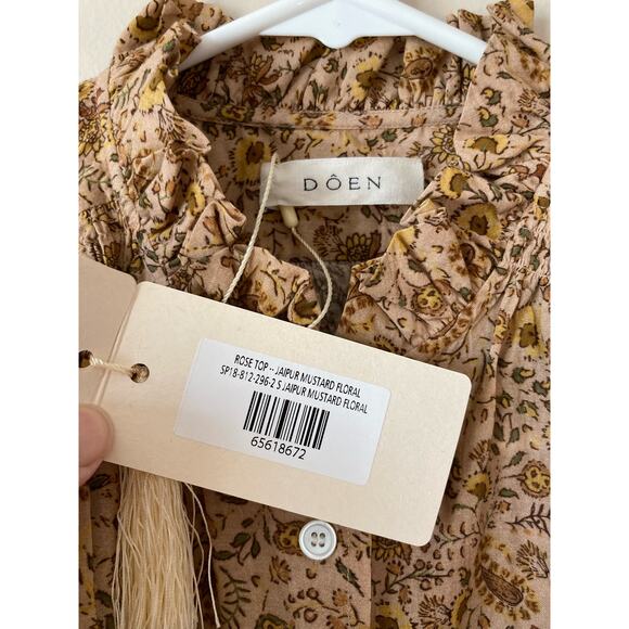 Doen Floral Blouse in Brown and Cream - Picture 7 of 10